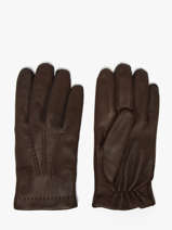 Herenhandschoenen Leder Met Wollen Voering Omega Bruin men gloves L
