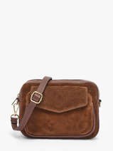 Cross Body Tas Velvet Caviar Leder Milano Bruin velvet caviar VC25067