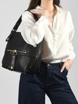 Schoudertas Nomade Leder Gerard darel Zwart midday B402-vue-porte