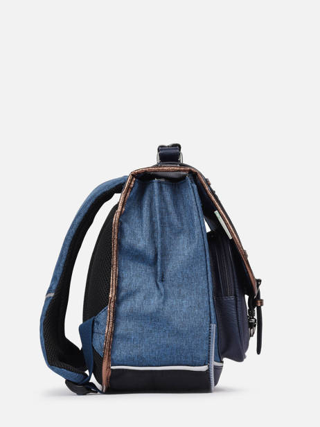 Boekentas 2 Compartimenten Cameleon Blauw vintage fantasy PBVGCA35 ander zicht 3