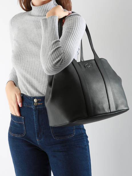 Schoudertassen City Court Leder Lacoste Zwart city court NF4633IE ander zicht 1