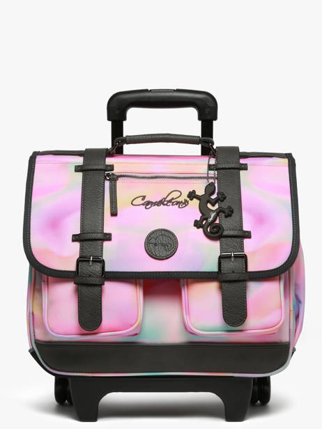 Boekentas Op Wieltjes Kinderen 2 Compartimenten Cameleon Roze vintage fantasy CR38