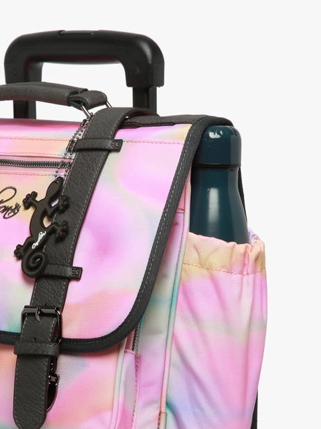 Boekentas Op Wieltjes Kinderen 2 Compartimenten Cameleon Roze vintage fantasy CR38 ander zicht 6