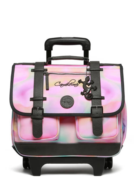 Boekentas Op Wieltjes Kinderen 2 Compartimenten Cameleon Roze vintage fantasy CR38 ander zicht 7