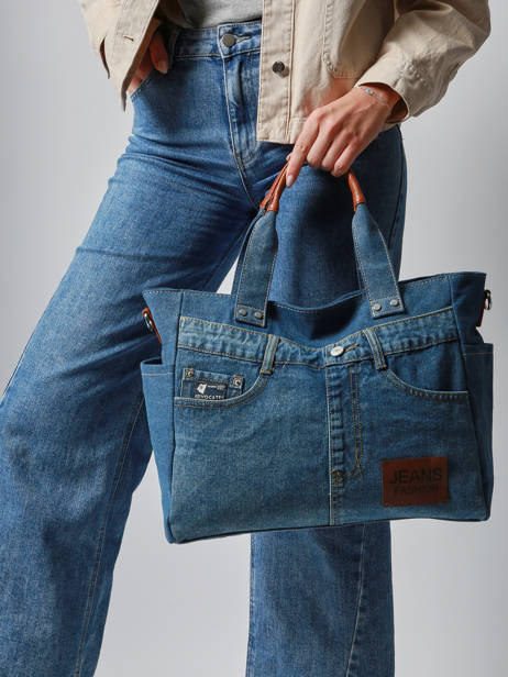 Schoudertas Jeans Fashion Katoen Miniprix Blauw jeans fashion JK013 ander zicht 1