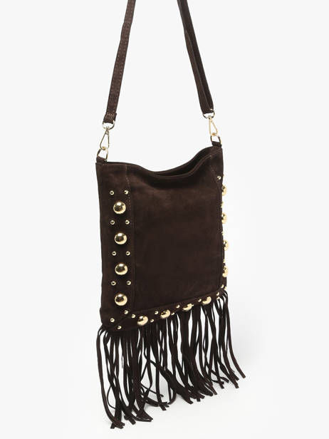 Cross Body Tas Velvet Leder Milano Bruin velvet VE25061 ander zicht 2