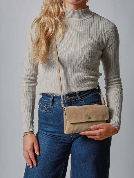 Cross Body Tas Velvet Leder Milano Beige velvet VE23067 ander zicht 1
