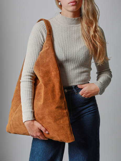 Schoudertas A4 Velvet Leder Milano Bruin velvet VE25069 ander zicht 1