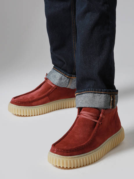 Enkelhoge Derby Veterschoenen Torhill Uit Leder Clarks Rood men 26183423 ander zicht 1