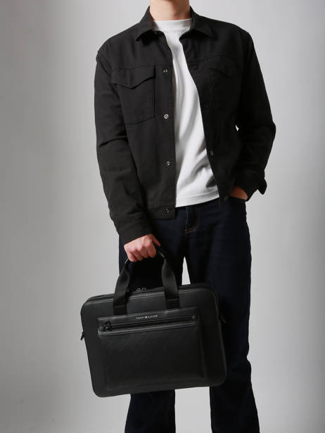 Documententas Tommy hilfiger Zwart monogram AM13835 ander zicht 1