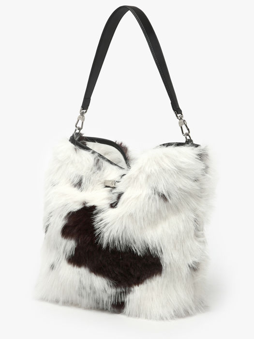 Longchamp Roseau toile fourrure Longchamp Wit