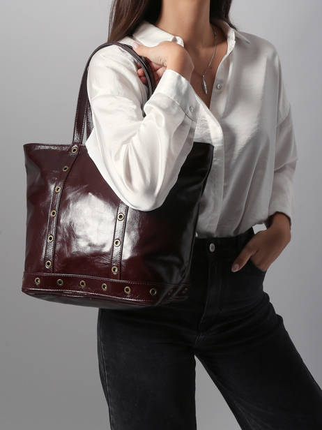 Schoudertas Le Cabas M In Gekreukeld Leder Vanessa bruno Rood cabas cuir 82V40378 ander zicht 1