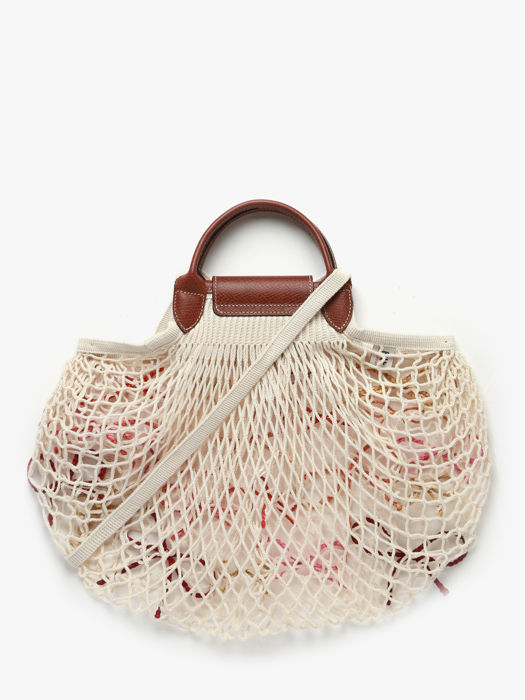 Longchamp Le pliage filet raphia Schoudertas Beige