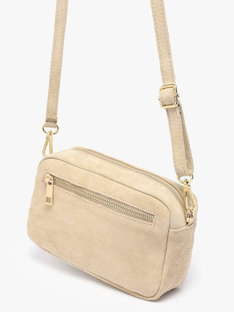 Cross Body Tas Velvet Leder Milano Beige velvet VE25115 ander zicht 2